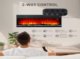1800W 15-40&degC Adjustable Flame Glass Panel Convector Heater, 152cm T3398P378794