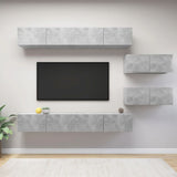 ZNTS 6 Piece TV Cabinet Set Concrete Grey Engineered Wood 3079148