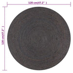 ZNTS Handmade Rug Jute Round 120 cm Dark Grey 133666