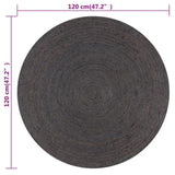 ZNTS Handmade Rug Jute Round 120 cm Dark Grey 133666