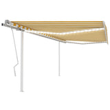 ZNTS Manual Retractable Awning with LED 4.5x3 m Yellow and White 3069963