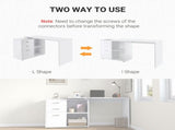 L Shaped Computer Desk, Reversible Home Office Desk with Drawers, File Cabinet and Storage Shelves, T3398P377526