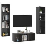 3 Piece TV Cabinet Set High Gloss Grey Engineered Wood 3079762