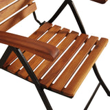 Garden Chair Set of 2 Brown and Black Acacia hardwood and steel 44391