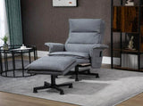 Swivel Recliner Chair and Footstool, Upholstered Massage Recliner Armchair with Remote Control, T3398P343286
