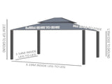 3.65 x 3m Aluminium Hardtop Gazebo, with Accessories - Dark Grey T3398P318785