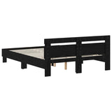 Bed Frame Black Oak 140 x 190 cm Engineered Wood 3446592