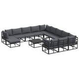 Garden Sofa Set 13 pcs Black Aluminium 3378943
