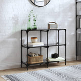 Console Table with Black Glass Top 98x30x81 cm Steel 846029