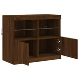 Sideboard with LED Lights Brown Oak 81x37x67 cm 836664