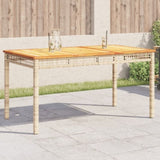 Garden Table Beige 140x80x75 cm Poly Rattan Acacia Wood 366278