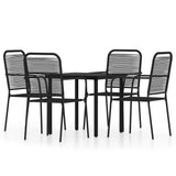 Dining Set Black Powder-coated steel, glass, cotton rope Medium 3099138