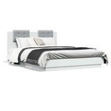Bed Frame with LED without Mattress White 140x200 cm 3210010