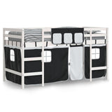 Kids' Loft Bed with Curtains without Mattress White&Black 80x200cm 3206958