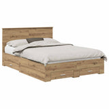 Bed Frame with Drawer Artisan Oak 140 x 190 cm Engineered Wood 3408262