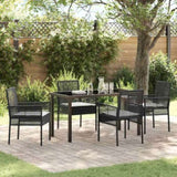 Garden Dining Set with Cushion 5 pcs Black Poly Rattan 3379865
