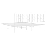 Metal Bed Frame without Mattress with Headboard White 183x213cm 374491