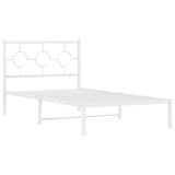 Metal Bed Frame without Mattress with Headboard White 100x200cm 376270