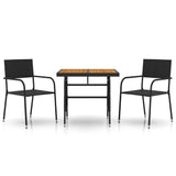 Outdoor Dining Set Black PE rattan, steel, solid acacia wood 3120086