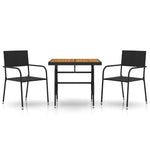 ZNTS 3 Piece Outdoor Dining Set Poly Rattan Black 3120086