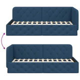 Corner Bed Frame with Headboard Blue 90 x 200 cm Fabric 42016502