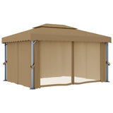 Gazebo with Curtain 4x3 m Taupe Aluminium 3067050