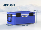 42.6L Insulated Cool Box, Lightweight Portable Ice Cooler with Handle, Lid and Drain Valve, Dark T3398P553431