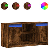TV Cabinet with LED Smoked Oak 100x34x50 cm Engineered Wood 852191