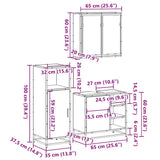 3 Piece Bathroom Furniture Set Grey Sonoma Engineered Wood 3300968
