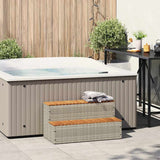 Hot Tub Step Light Grey 100x50x50,5 cm Poly Rattan and Solid Acacia 4103947