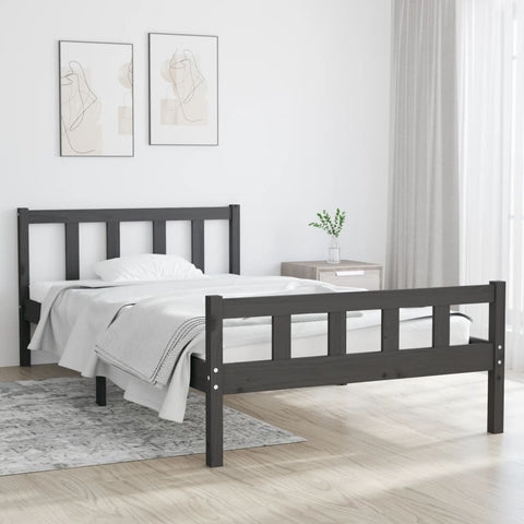 Bed Frame without Mattress Grey Solid Wood 100x200 cm 810671