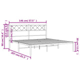 Metal Bed Frame without Mattress with Headboard White 140x200cm 372327