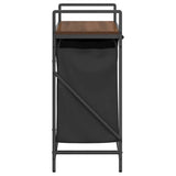 Laundry Basket 2 Compartments with Shelf Brown Oak 859069