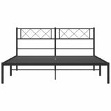 Metal Bed Frame without Mattress with Headboard Black 160x200cm 372280