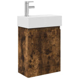 Bathroom Vanity Unit with Tap Smoked Oak 45.5 x 22.5 x 84 cm 889506