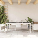 Garden Table with Glass Top White 190x90x75 cm Poly Rattan 368129