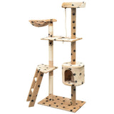 Cat Tree with Sisal Scratching Posts 150 cm Paw Prints Beige 170488