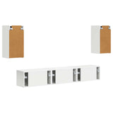 TV Cabinet Set Wall-mounted 5 pcs White Engineered Wood 3409069