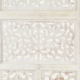 Hand carved 4-Panel Room Divider White 160x165 cm Solid Mango Wood 285327