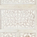 Hand carved 4-Panel Room Divider White 160x165 cm Solid Mango Wood 285327