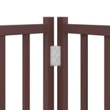 Dog Gate with Door Foldable 6 Panels Brown 480 cm Poplar Wood 3155745