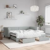 Daybed with Trundle&Drawers without Mattress Light Grey 90x190 cm 3197865