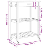 Kitchen Trolley MONZA Black 60 x 40 x 88.5 cm Solid Pine Wood 42027035