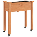 Wheeled Planter with Liner Brown 71x37x80 cm Solid Wood Fir 3157824