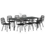 Garden Dining Set 9 pcs Black Powder-Coated Steel 3379204