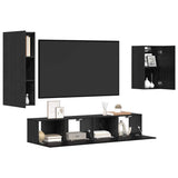 TV Cabinet Set 4 pcs Black Oak Engineered Wood 3393415