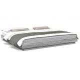 Bed Frame with LED Lights without Mattress Grey Sonoma 200x200cm 3281075