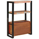 Bookshelf with Doors Brown Solid Reclaimed Wood and Metal 4104771