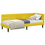 Corner Bed Frame with Headboard Yellow 80 x 200 cm Velvet 42016414