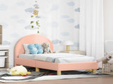 Toddler Bed Frame with Headboard Pink 70 x 140 cm Sheep Fabric 42011025